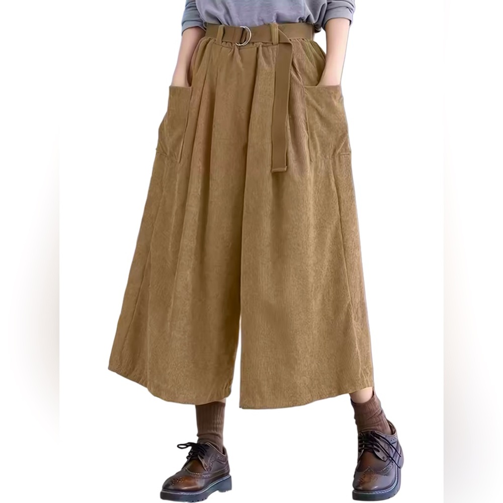 NWOT XXL Tan Wide-Leg Corduroy Culottes